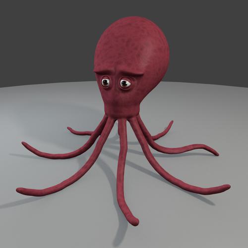 Simple rigged octopus character, not realistic but soulful preview image